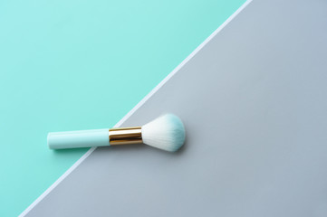 Top view of makeup brushes for background