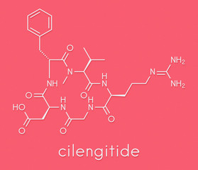 Cilengitide cancer drug molecule. Skeletal formula.