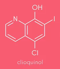 Fotobehang Clioquinol (iodochlorhydroxyquin) antifungal and antiprotozoal drug molecule. Skeletal formula. © molekuul.be
