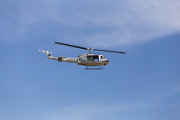 Military helicopter in mission