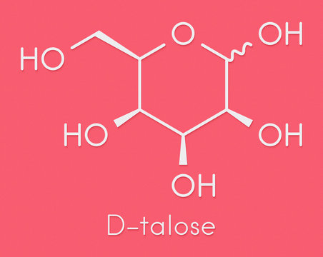 Talose sugar molecule (alpha-D-talopyranose). Skeletal formula.