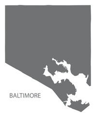 Baltimore Maryland city map grey illustration silhouette shape - obrazy, fototapety, plakaty
