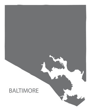 Baltimore Maryland city map grey illustration silhouette shape