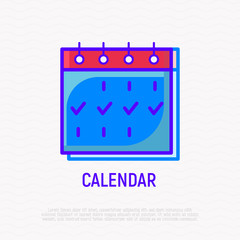Calendar thin line icon. Modern vector illustration.