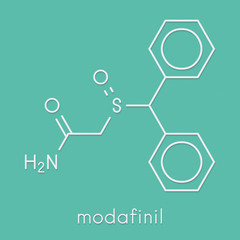 Fototapeta premium Modafinil wakefulness promoting drug molecule. Used to treat narcolepsy. Skeletal formula.