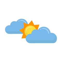 cartoon sun vector with a clouds set