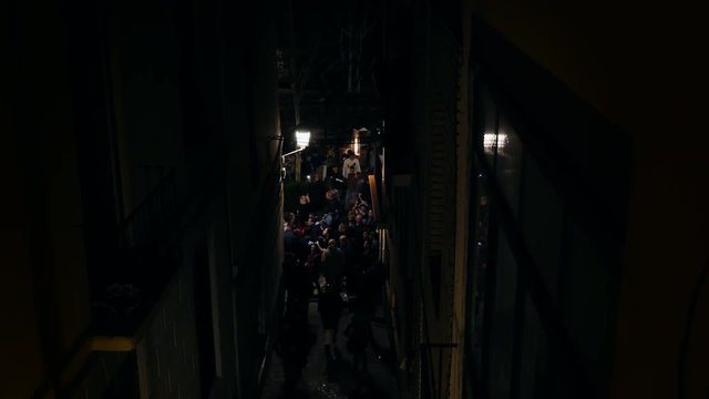 Lockdown: People Walking on the Street in Spain