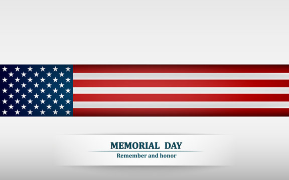 Banner for memorial day. American flag on gray background. Vector illustration