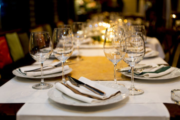luxury elegant table setting dinner in a restaurant