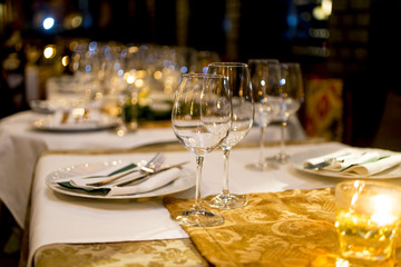 luxury elegant table setting dinner in a restaurant