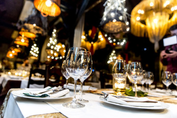 luxury elegant table setting dinner in a restaurant