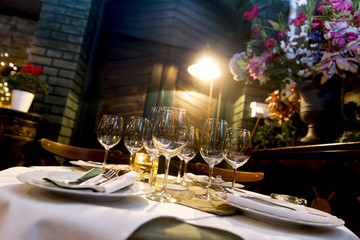 luxury elegant table setting dinner in a restaurant