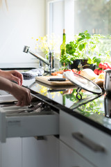 Home cooking vegetables in a modern kitchen
