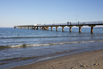 Fototapeta premium Europa, Deutschland, Schleswig-Holstein, Lübecker Bucht, Ostseeküste, Timmendorfer Strand, Seebrücke
