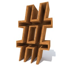 Conceptual wood or wooden brown font or type, timber or lumber industry piece isolated on white background. Educative hadwood material, smooth surface pine handmade sculpted object as 3D illustration