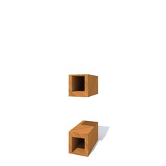 Obraz premium Conceptual wood or wooden brown font or type, timber or lumber industry piece isolated on white background. Educative hadwood material, smooth surface pine handmade sculpted object as 3D illustration