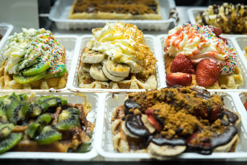 Belgian Waffles in Grand Place, Bruxelles, Belgium