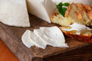 Fresh homemade goat cheese and bread