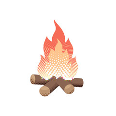 Halftone flat campfire