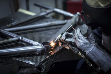 Welding At Bicycle FActory - obrazy, fototapety, plakaty