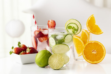 Cold fruity infused waters