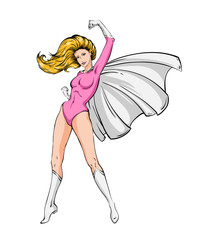Vector blonde woman in pink and white costume