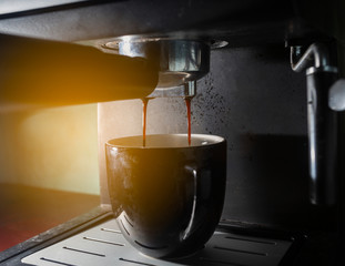 Close Up - Fresh coffee maker.