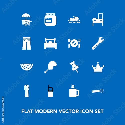 Modern Simple Vector Icon Set On Blue Background With Queen