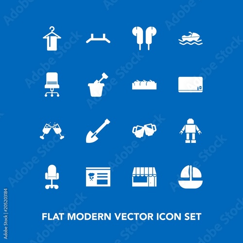 Modern Simple Vector Icon Set On Blue Background With Pull