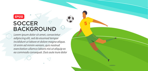 Soccer players . Championship . Fool color vector illustration in flat style isolated on white background. Poster banner print