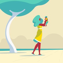 mother holding her child