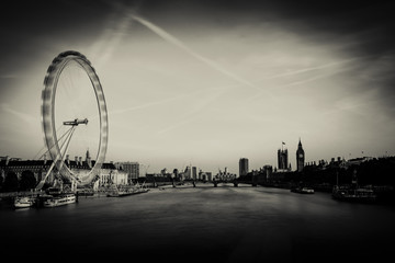 River Thames. Black and white photo. 