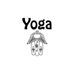 World Yoga Day. Hamsa. Doodle. Hand draw. Vector illustration on isolated background.