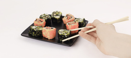 Sushi Set - different types of Maki sushi and chopsticks