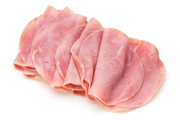 Sausage slices isolated on the white background.