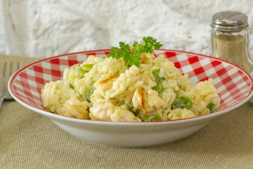 risotto au poulet et asperges vertes