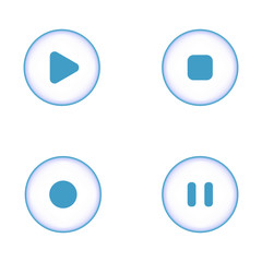 Media button icons. Stop, play, pause web icon. Vector illustration.