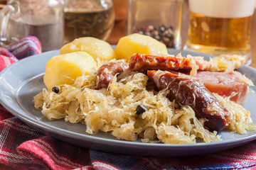 Choucroute garnie. Alsatian sauerkraut
