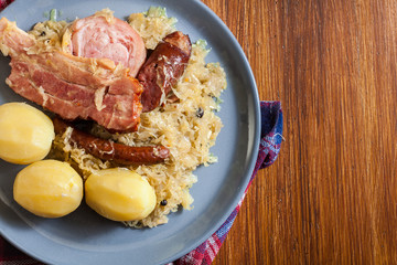 Choucroute garnie. Alsatian sauerkraut