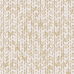 Beige and brown melange knitted fabric seamless pattern, vector