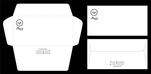 paper envelope dieline mockup template vector eps10 - obrazy, fototapety, plakaty