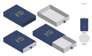 rigid box packaging die cut template 3D mockup