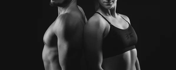 Poster Fitness workout couple with perfect upper bodies © TeamDF