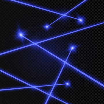 Abstract blue laser beam. Transparent isolated on black background. Vector.