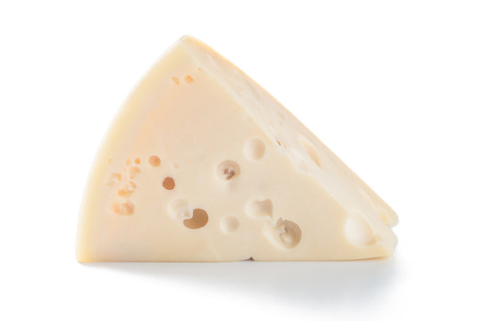 Maasdam cheese isolated on a white background