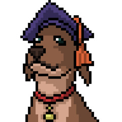 vector pixel art doctor dog