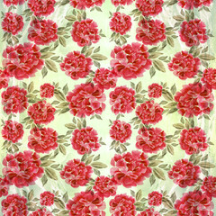 Peonies. Flowers and leaves  on a watercolor background.Collage of flowers, leaves and buds on a watercolor background. 