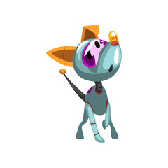 Cute friendly robot dog, artificial intelligence concept vector Illustration on a white background