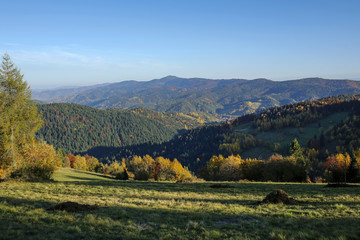 Beautiful autumn landscape of Gorce Mountains, Poland