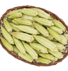 Green okra Vegetable or Lady Finger, Bhindi isolated on White Background